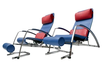 Pair of Grand Repos Lounge Chairs with Stools by Jean Prouvé Tecta , 1980s
